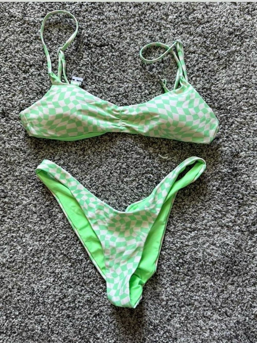Green and White Checkered Bikini